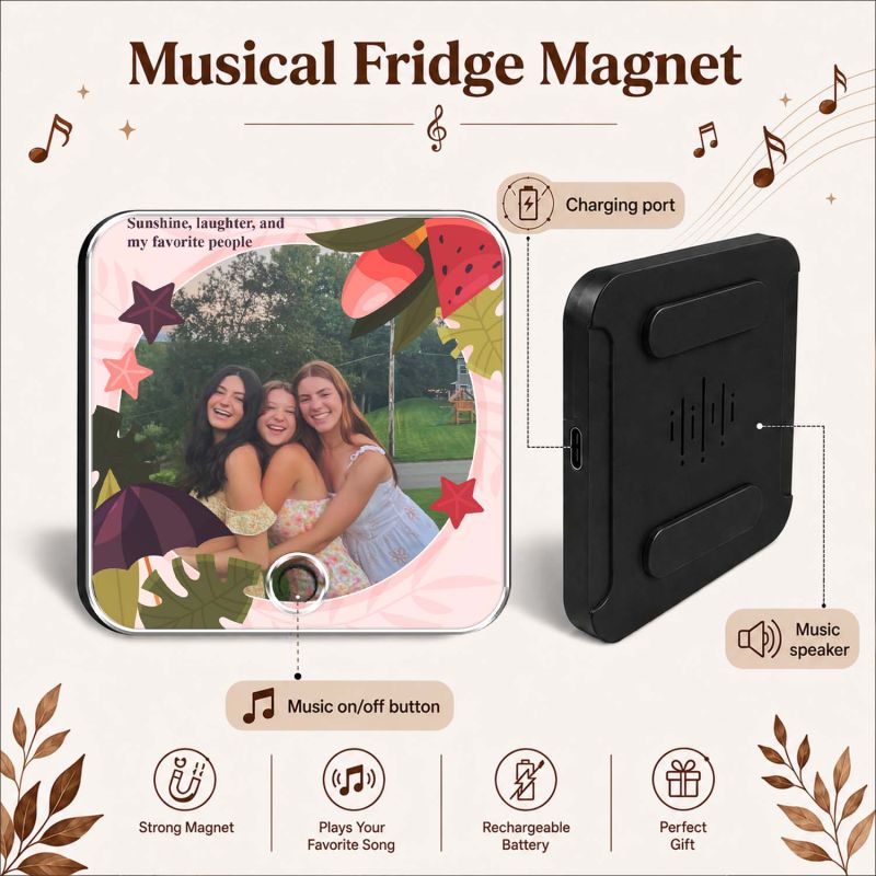 Personalized Friendship Gift for Besties Musical Fridge Magnet for Refrigerator Gift for Favourite Person Playing Song Magnet Birthday Memory Gift for Friends